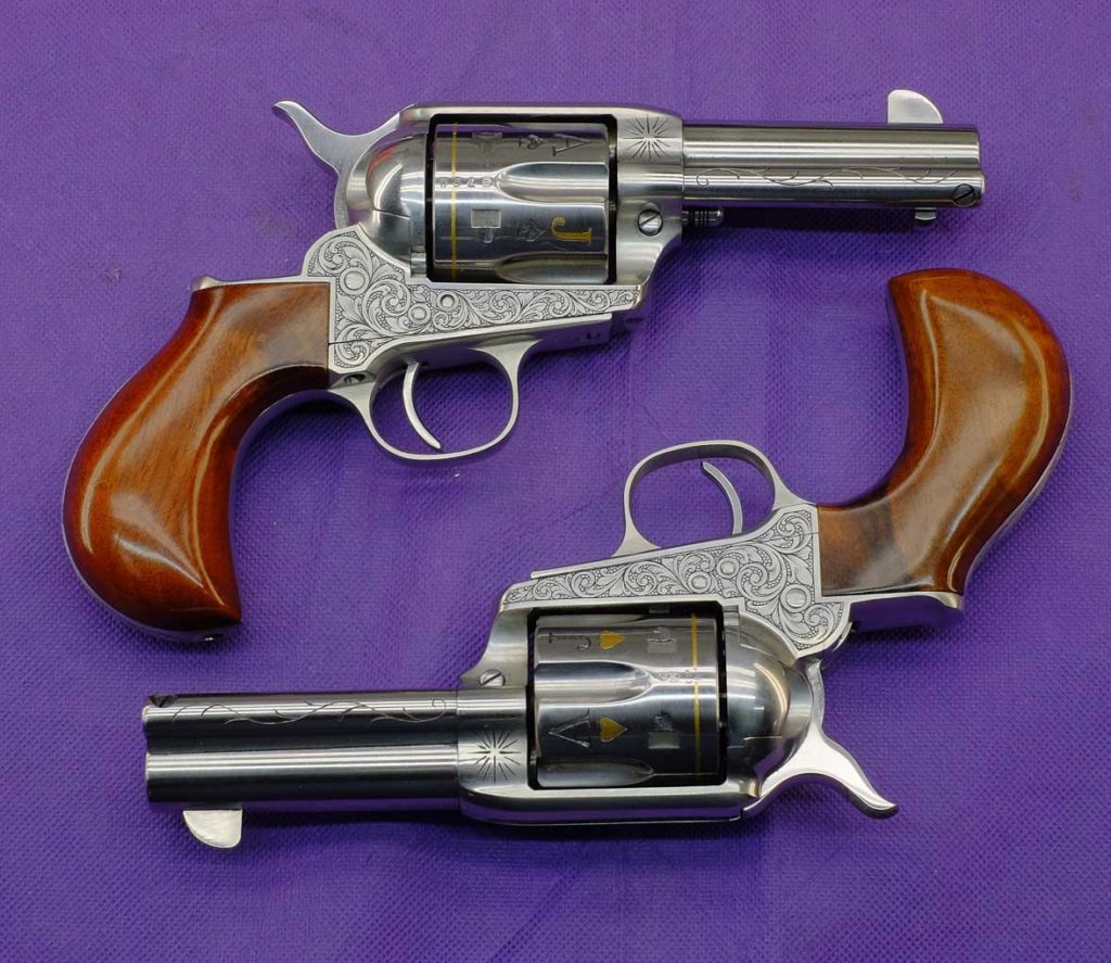 Set of Two Single Action Army – Hand Engraved with Gold Inlay 1873 Colt ...